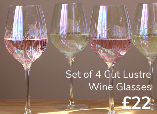 Set of 4 Cut Lustre Wine Glasses